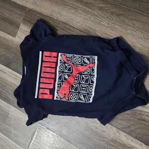 PUMA Red/ White/ Blue Logo Onesie Size 12mo Faded Look *